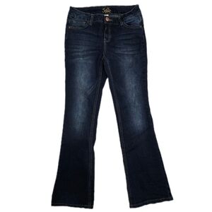 Justice Blue and White Dark Wash Simply Low Bootcut Jeans